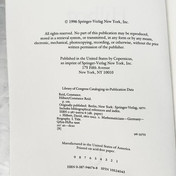 Hilbert - Book by Constance Reid - Picture 5 of 8